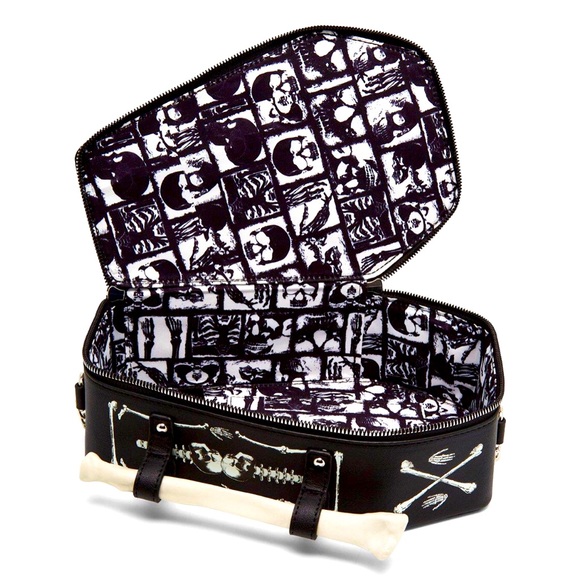 Halloween Bone Handle Coffin Style Crossbody - Glow in the Dark Skeleton art NWT - Picture 4 of 12